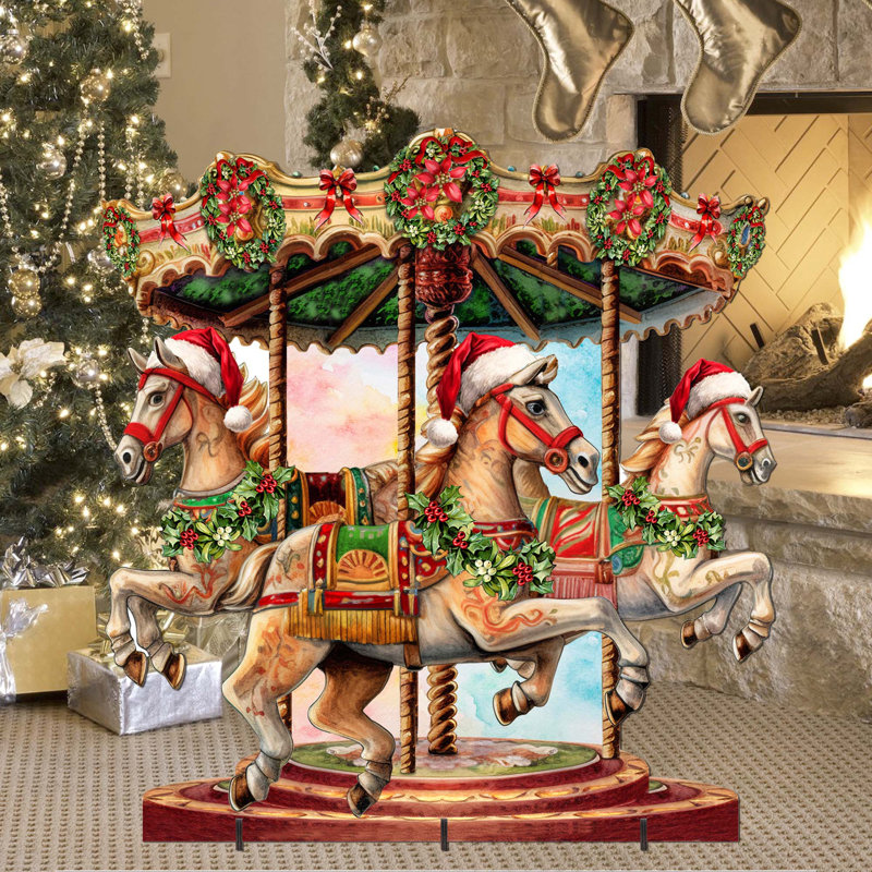 Designocracy Christmas Carousel Figurine | Wayfair